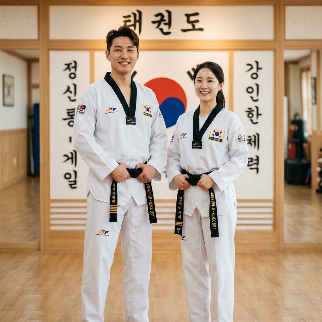 태권도복을 입은 사범님들